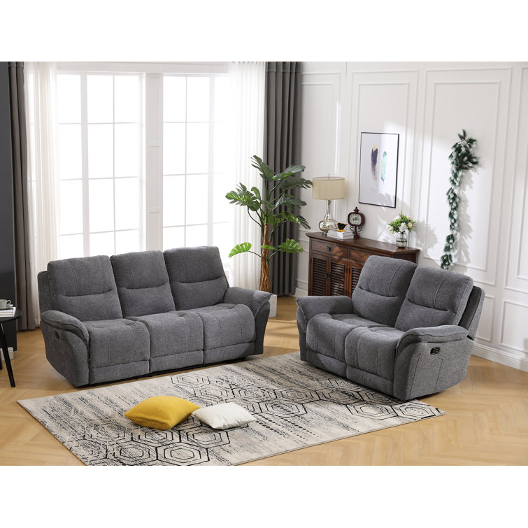 Latitude Run® Ratliff 2-Piece Modern Chenille Manual Reclining Living ...